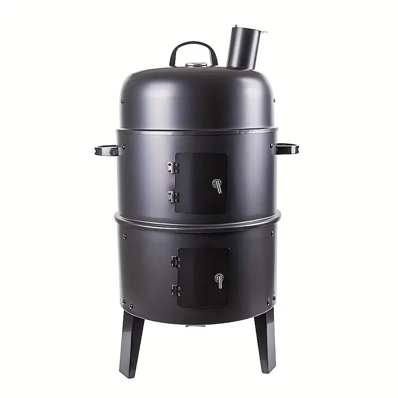 Charcoal BBQ Smoker Cast Iron Grill with Lid