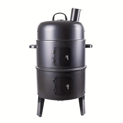 Charcoal BBQ Smoker Cast Iron Grill with Lid