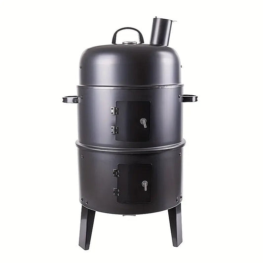 Charcoal BBQ Smoker Cast Iron Grill with Lid