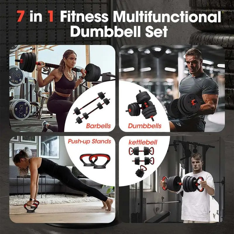 7-in-1 Adjustable Dumbbell and Barbell Weight Set