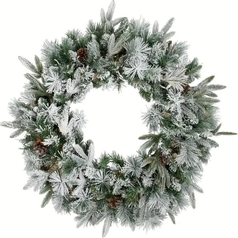Christmas Wreath with Snowy Pine Cones