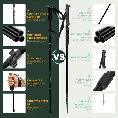 Trekking Poles Aluminum Alloy Quick Lock Hiking Sticks (2pcs)