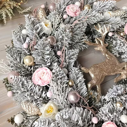 Pink & Gold Christmas Wreath for Door