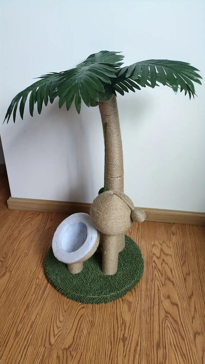 Coconut Tree Cat Scratching Post with Ball Toy