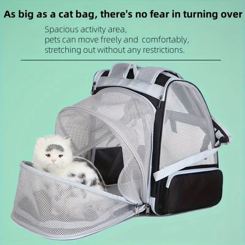 Expandable Cat Backpack Carrier with 3-Sided Mesh