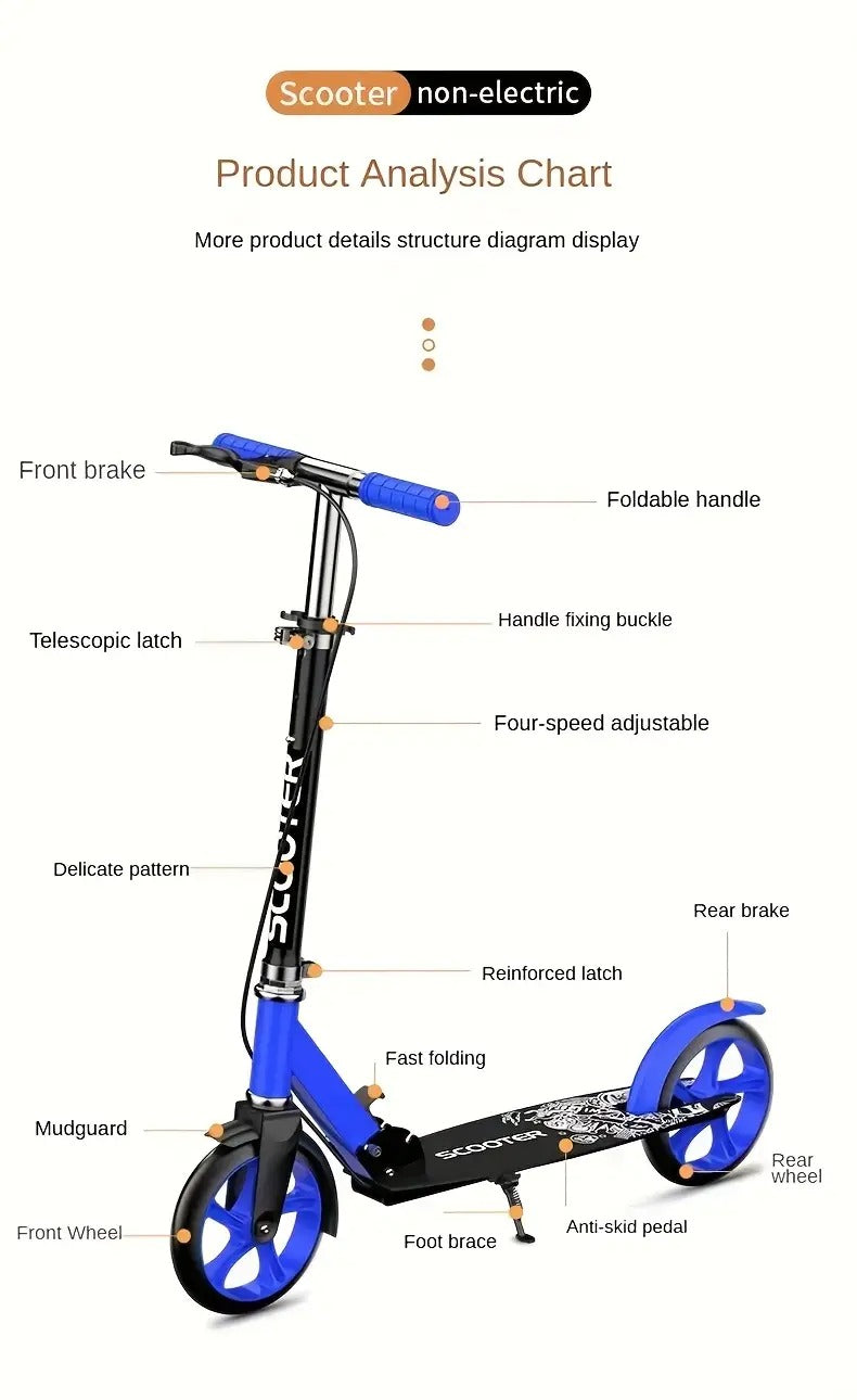 Adult Foldable Kick Scooter with Hand Brake