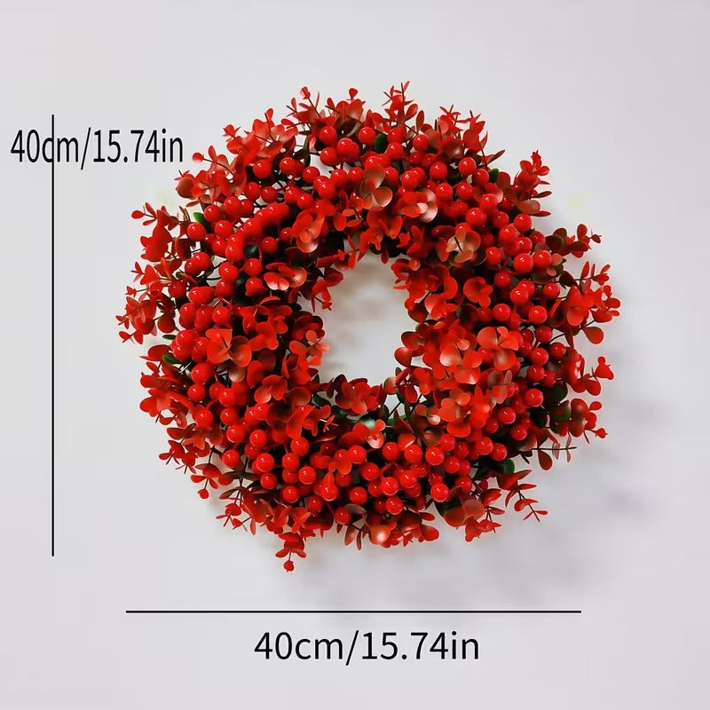 Red Berry & Eucalyptus Christmas Wreath Door Decoration
