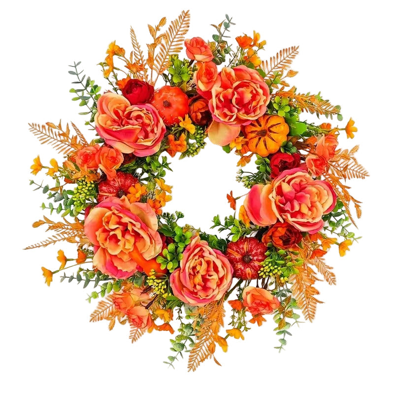 Pumpkin & Peony Halloween Wreath
