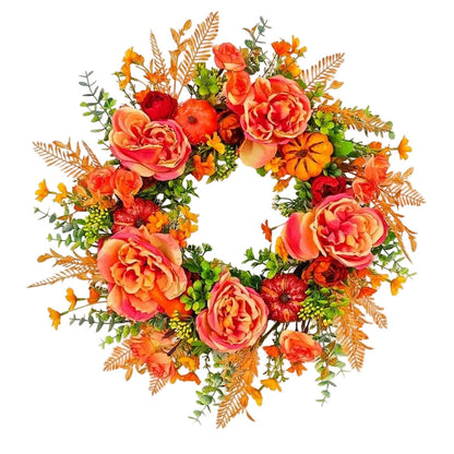 Pumpkin & Peony Halloween Wreath