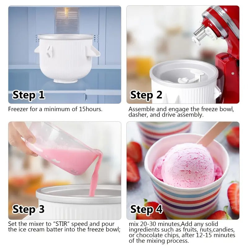 Ice Cream Maker Bowl Attachment for Kitchenaid Mixer