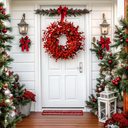Red Berry & Eucalyptus Christmas Wreath Door Decoration