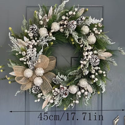 Christmas Wreath with Pine Cones and White Berries