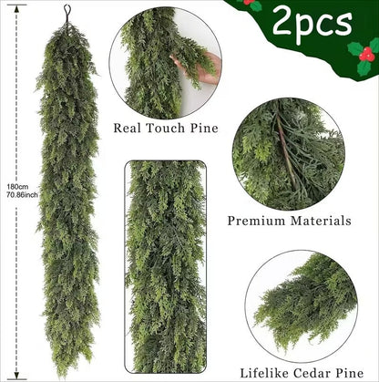 Christmas Real Touch Cedar Garland Decor (2pcs)