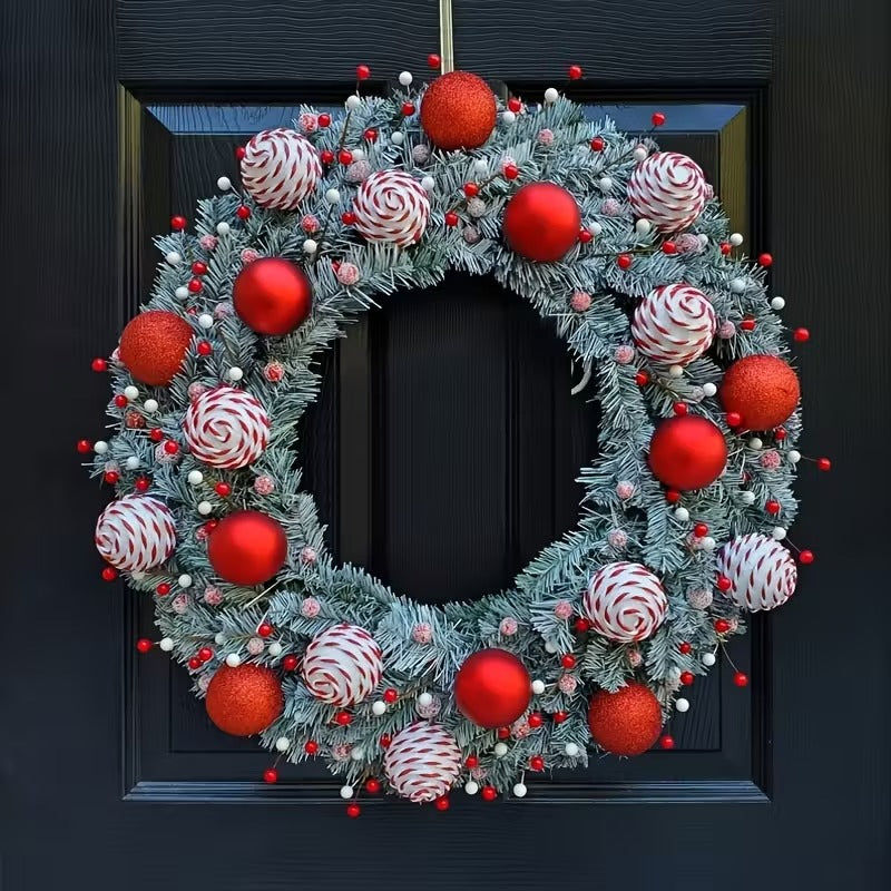 Christmas Winter Candy Cane Wreath