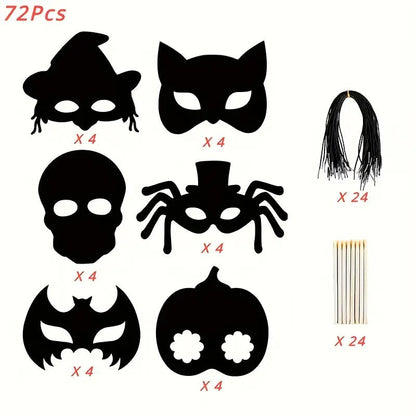 Halloween Scratch Art Mask Set (72pcs)