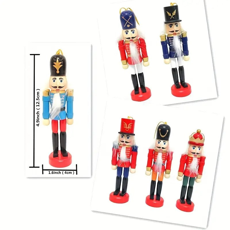 Christmas Nutcracker Ornament Wooden Figures (Set 6-Piece)
