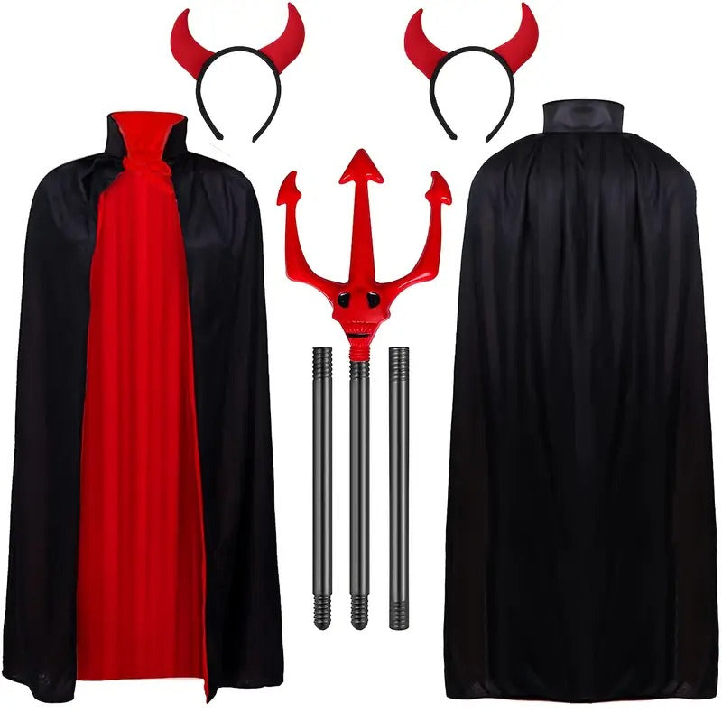 Halloween Devil Cloak Costume Set (3pcs)