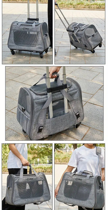 2-in-1 Cat Carrier with Wheels and Handle