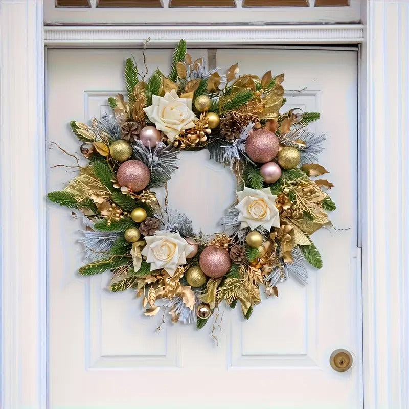 Golden Bow Christmas Wreath