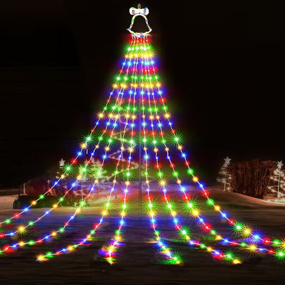 Christmas Solar Waterfall Tree Fairy String Lights Outdoor
