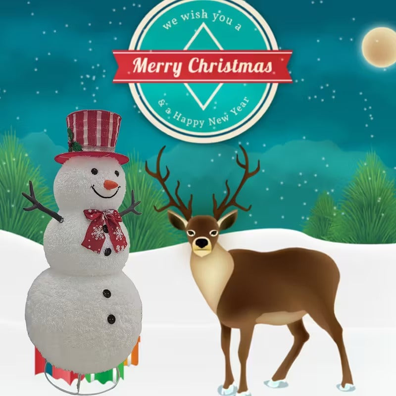 Red & White Striped Top Hat Snowman Decoration