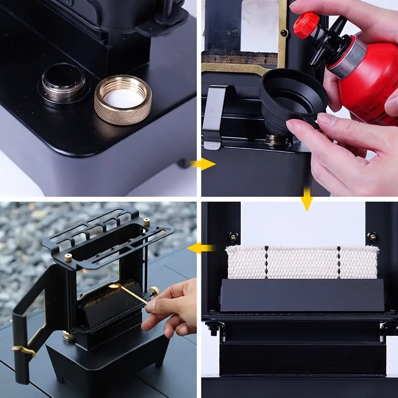 Retro Stainless Steel Camping Stove with Window