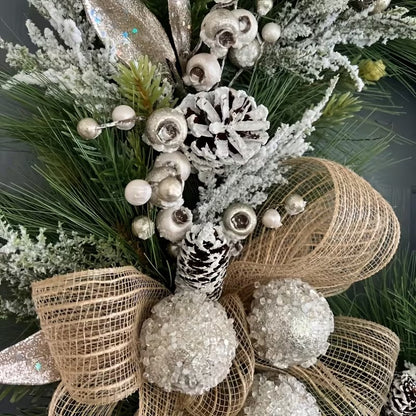 Christmas Wreath with Pine Cones and White Berries