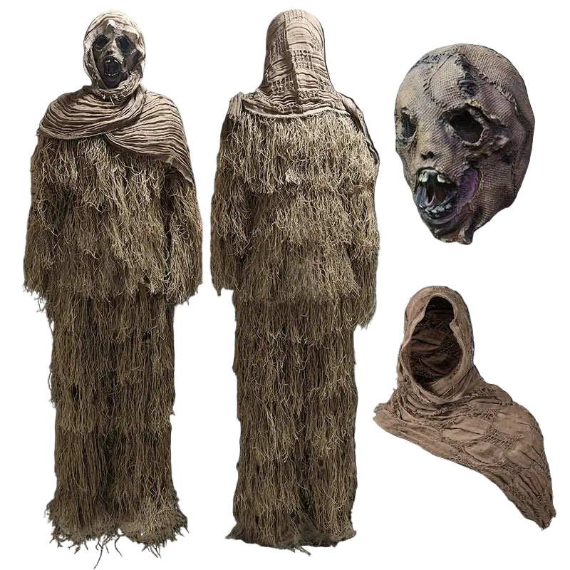Scary Scarecrow Halloween Costume Set with Mask