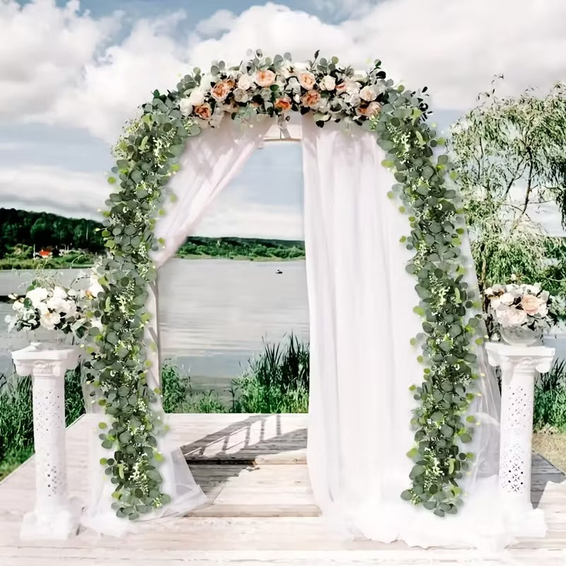 Christmas Garland with 14pcs Faux Greenery Vine Decor