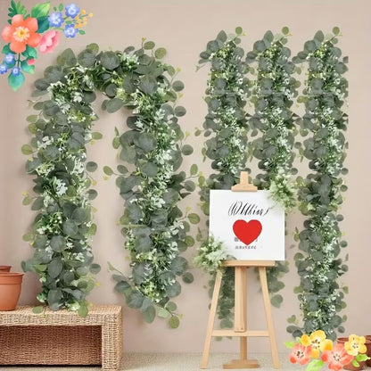 Christmas Garland with 14pcs Faux Greenery Vine Decor