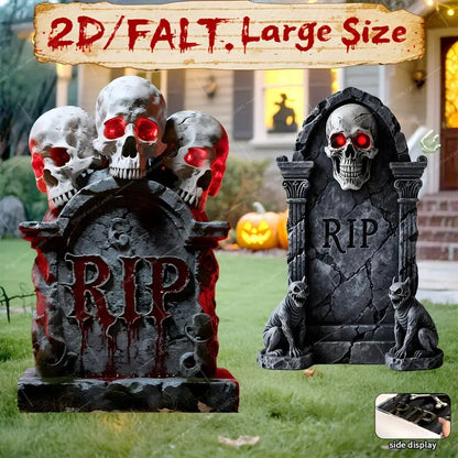 Halloween Skeleton RIP Tombstone Yard Signs (2pcs)