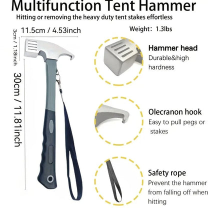 Camping Hammer with 12 Tent Pegs Kit
