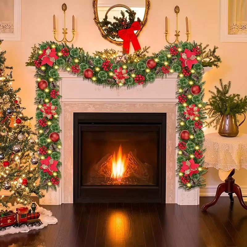Artificial Christmas Garland with LED Lights
