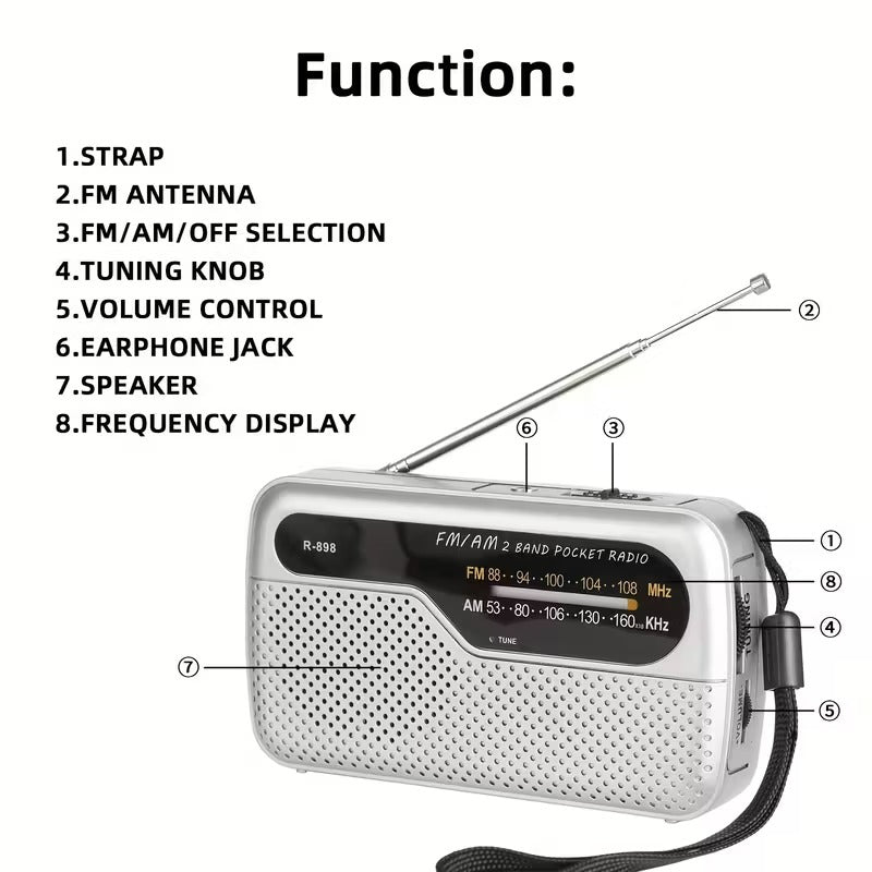 Classic Portable AM/FM Radio R-898