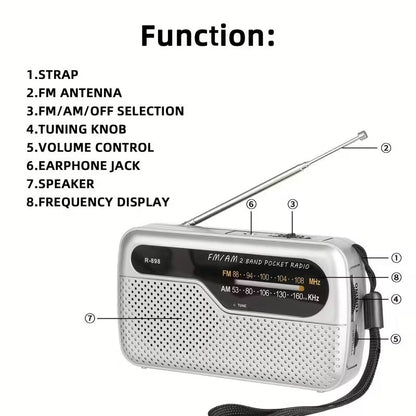 Classic Portable AM/FM Radio R-898