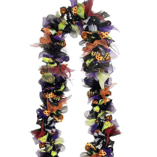 Halloween Wreath Decor with Ribbons & Figures