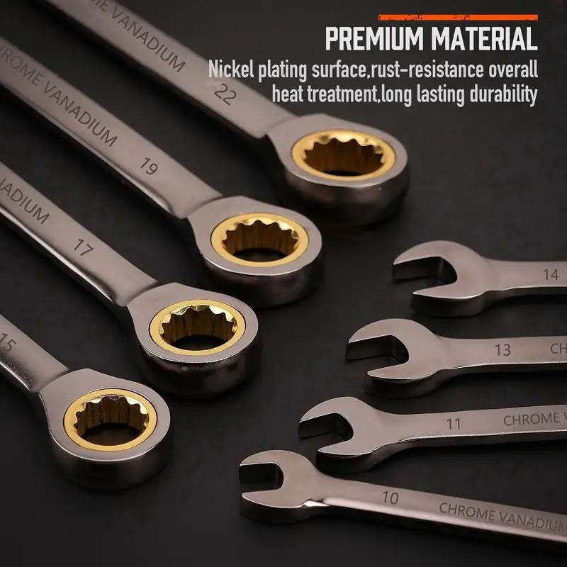 12pcs Ratcheting Wrench Set Metric & SAE