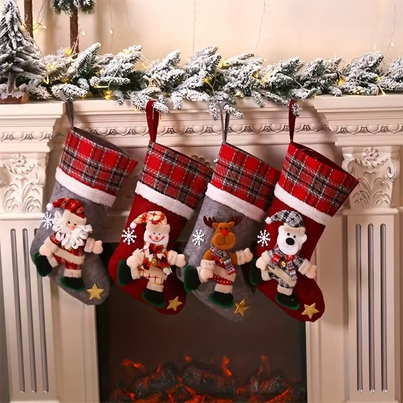 Boho Cotton Christmas Stockings Set of 4