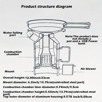 Outdoor Fire Pit Stove with Kettle