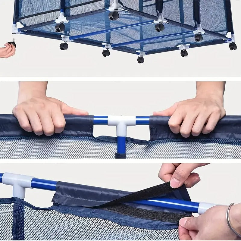 Mesh Pool Storage Organizer Cart with Wheels