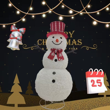Red & White Striped Top Hat Snowman Decoration