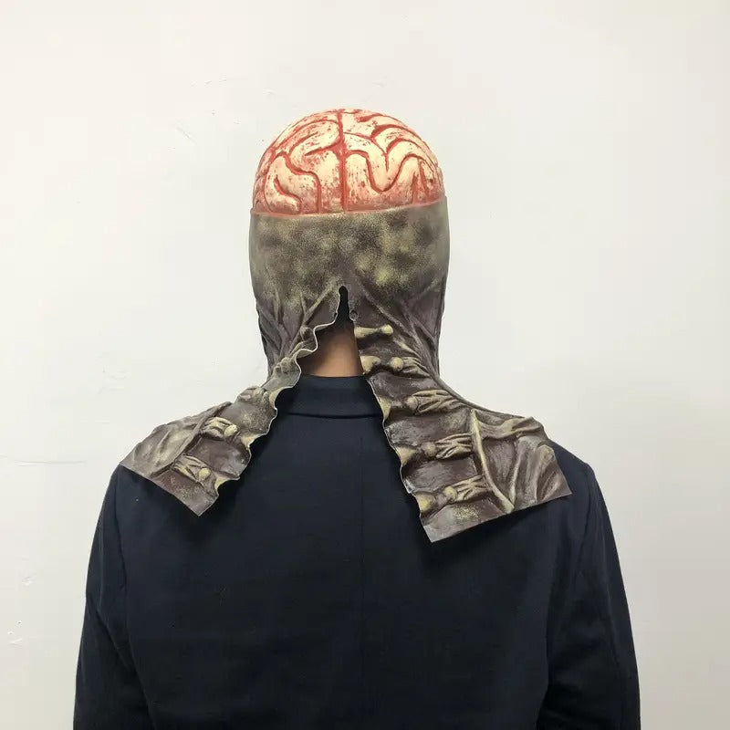 Halloween Skull Mask with Brain and Hat