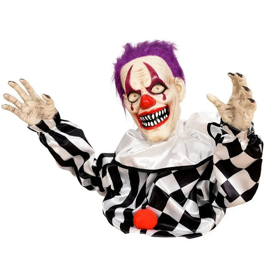 Swaying Halloween Clown Decoration with Red Eyes