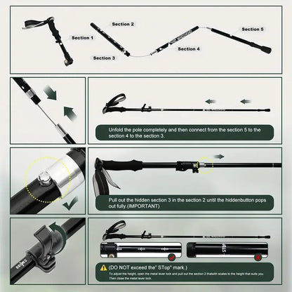 Trekking Poles Aluminum Alloy Quick Lock Hiking Sticks (2pcs)