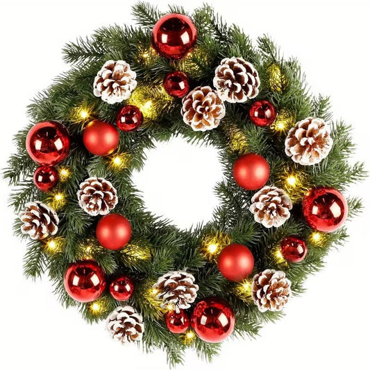 Pre-Lit Christmas Door Wreath LED Decor