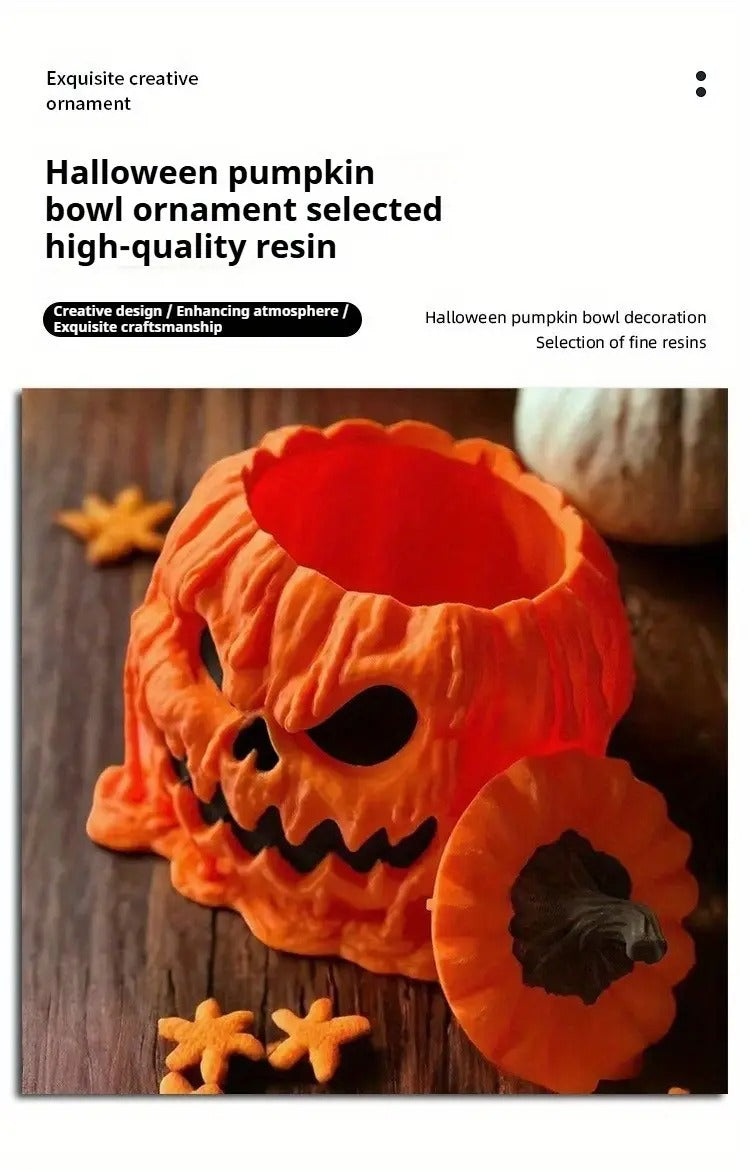 Halloween Pumpkin Candy Bowl Resin Decor