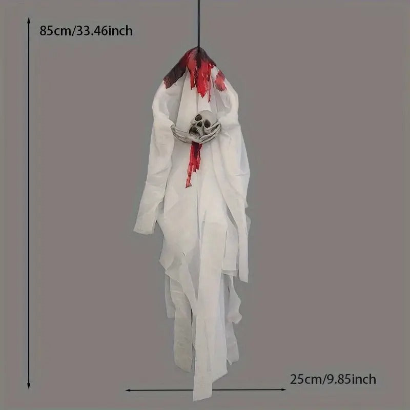 Horror Hanging Ghost Pendant Head in Hands