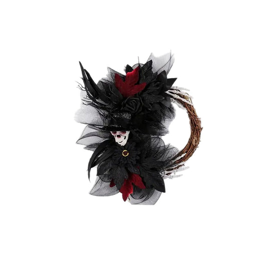 Halloween Skull Rose Wreath Door Hanging