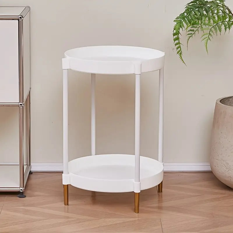 Small Round Metal Nightstand Table