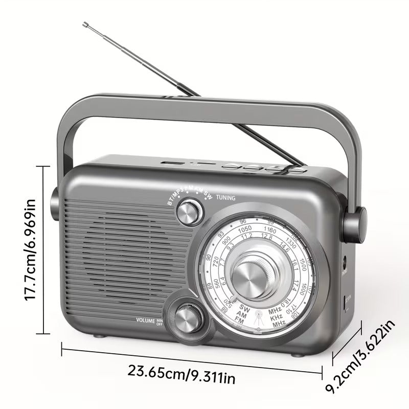 Portable AM/FM/SW Radio with USB & TF Playback